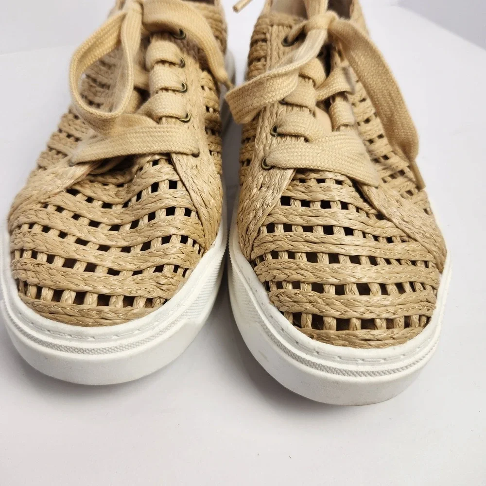 Charles David Sport Women's Raffia Platform Casual Sneakers Tan Size 7.5M